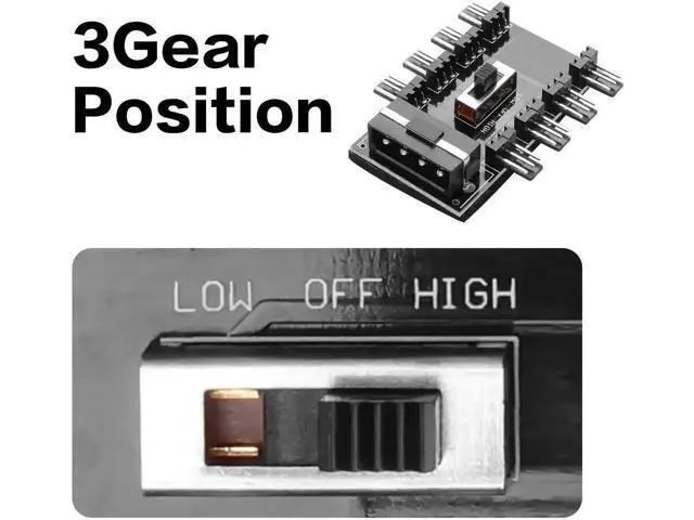 Alt view image 2 of 6 - IDE 4-Pin Powered 1-to-8 12V 3-Pin PC Fan Hub, Multi-Port Chassis Cooling Fan Splitter Controller for Desktop Motherboard