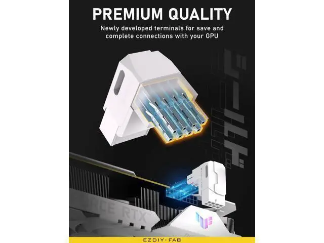 Alt view image 3 of 6 - 1 Pack White Standard Type Shield Series Aluminum 90 Degree Angled 8-Pin PCIe GPU Power Adapter