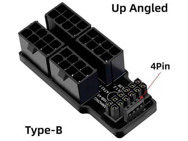 Alt view image 5 of 6 - 90° Up Angled ATX 8Pin×4 to 12VHPWR PCIe5.0 ATX3.0 16Pin Modular Power Adapter