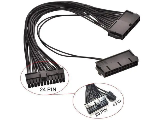 Alt view image 3 of 3 - Dual PSU ATX 24Pin Motherboard Adapter Cable, Secondary Power Supply Sync Cord, 32cm (12.6 Inch)