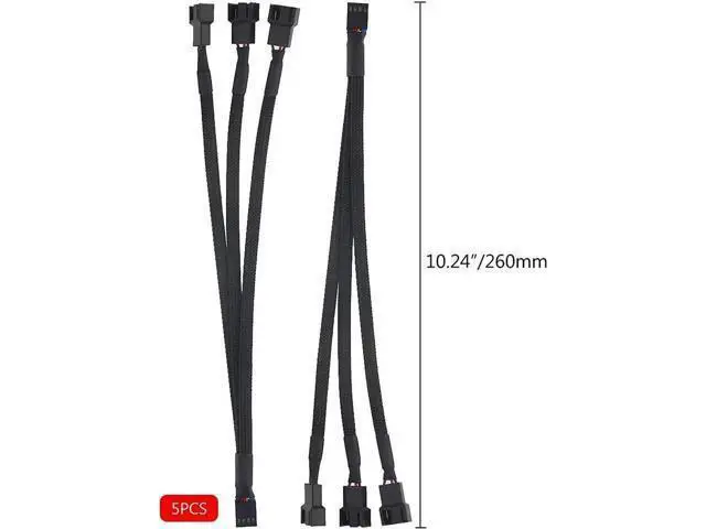 Alt view image 6 of 7 - 5 Pack 4 Pin Y-Splitter Cable, 1 to 3 PWM Fan Adapter for PC Case Cooling