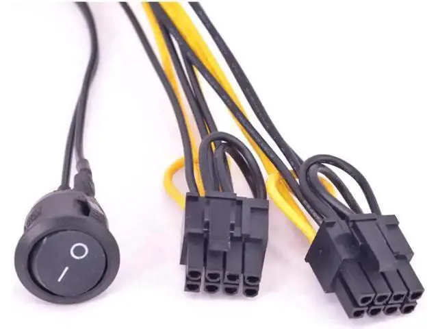 Alt view image 2 of 5 - 30cm 24Pin ATX to Dual 6+2 Pin PCIe Power Cable with On/Off Switch