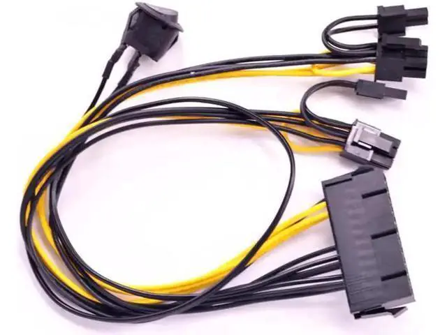 Alt view image 3 of 5 - 30cm 24Pin ATX to Dual 6+2 Pin PCIe Power Cable with On/Off Switch
