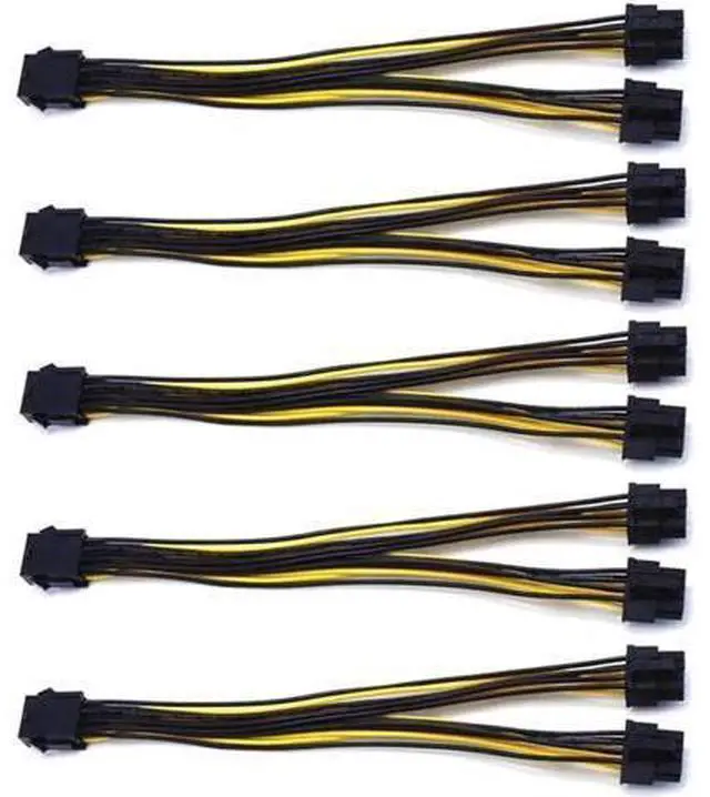 Main image of 5-Pack PCIe 8Pin to 2 x 8Pin (6+2) Y-Splitter Power Cables for Graphics Card