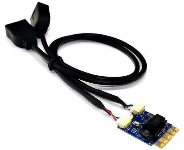 Main image of M.2 NGFF Key A-E to Dual USB 2.0 Port Expansion Riser Card Adapter with USB2.0 Cable