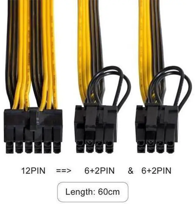 Alt view image 2 of 5 - 12Pin to Dual PCIe 8Pin(6+2) GPU Power Cable, 18AWG 120cm, Compatible with Seasonic P-860/P-1000/X-1050 Old Modular PSU