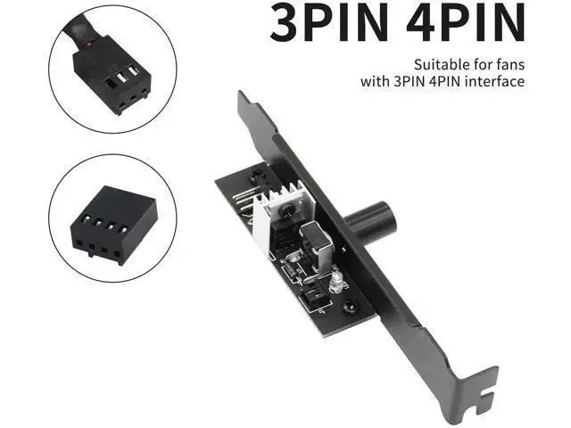 Alt view image 2 of 7 - 12V 3-Channel PC Fan Speed Controller Hub with Manual Knob, IDE 4-Pin Powered, Supports 3Pin/4Pin PWM CPU & Chassis Cooling Fans