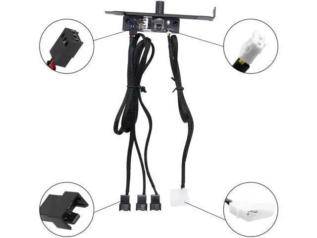 Alt view image 4 of 7 - 12V 3-Channel PC Fan Speed Controller Hub with Manual Knob, IDE 4-Pin Powered, Supports 3Pin/4Pin PWM CPU & Chassis Cooling Fans
