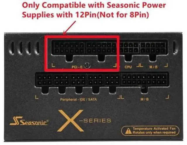 Alt view image 3 of 5 - 12Pin to Dual PCIe 8Pin(6+2) GPU Power Cable, 18AWG 120cm, Compatible with Seasonic P-860/P-1000/X-1050 Old Modular PSU