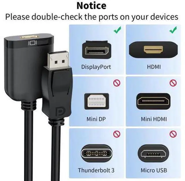 Alt view image 6 of 7 - Active DisplayPort to HDMI Adapter Cable, DP 1.4 to HDMI 2.0 4K Uni-Directional Converter, Male to Female Black, Compatible with Desktop, Monitor, TV, HP, AMD, NVIDIA, Lenovo, Dell