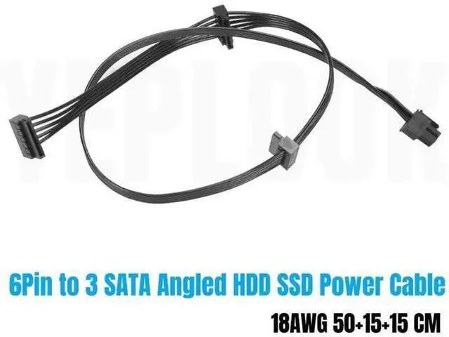 Main image of Modular SATA Angled Power Cable Compatible with Corsair TX-M Series PSU, 3 SATA Connectors for TX850M TX750M TX650M TX550M, 18AWG, Length 50cm+15cm+15cm