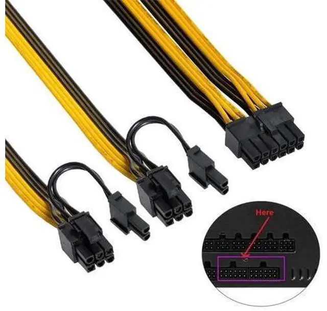 Alt view image 5 of 5 - 12Pin to Dual PCIe 8Pin(6+2) GPU Power Cable, 18AWG 120cm, Compatible with Seasonic P-860/P-1000/X-1050 Old Modular PSU