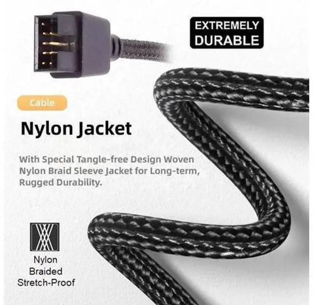 Alt view image 2 of 7 - 20cm Nylon Braided Motherboard 9/10Pin Header Male to USB 2.0 Male External Extension Cable