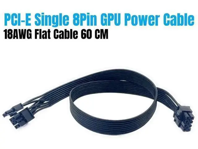 Alt view image 3 of 6 - 60cm Flat PCIe 8Pin (6+2Pin) Modular GPU Power Cable Compatible with Corsair CS-M Series PSU, CS450M CS550M CS650M CS750M CS850M