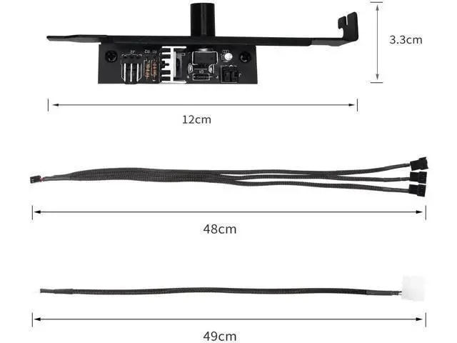Alt view image 6 of 7 - 12V 3-Channel PC Fan Speed Controller Hub with Manual Knob, IDE 4-Pin Powered, Supports 3Pin/4Pin PWM CPU & Chassis Cooling Fans