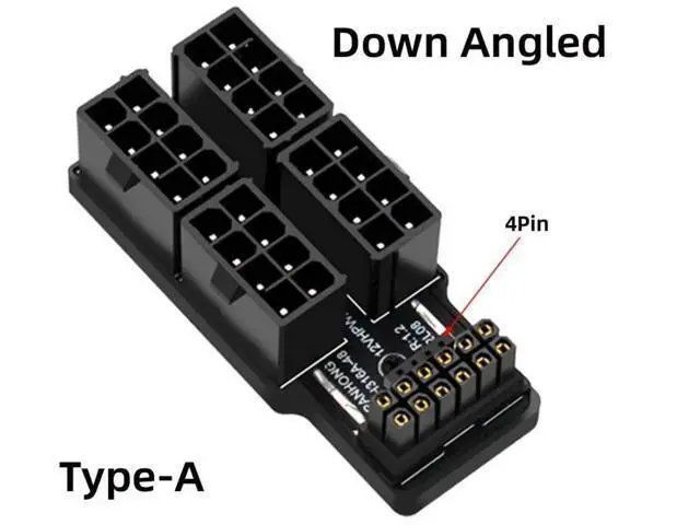 Alt view image 4 of 6 - 90° Downward Angled 4×ATX 8Pin to 12VHPWR 16Pin Modular Power Adapter | ATX3.0 PCIe5.0