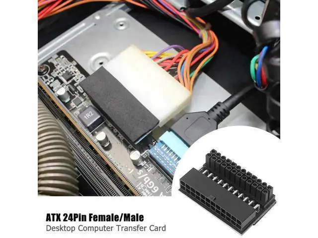 Alt view image 4 of 4 - 90 Degree Angled ATX 24Pin Female to Male Motherboard Power Adapter, Heavy-Duty Rugged Design for Desktop Mainboard