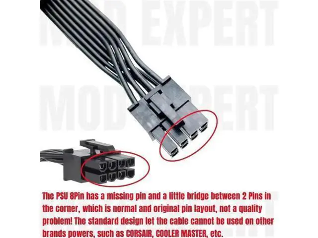 Alt view image 3 of 6 - 18AWG PCIe Dual 8Pin (6+2 Detachable) Modular GPU Power Cable Compatible with Seasonic SS-1050XM2, SS-1250XM2, SS-650KM3, SS-750KM3, SS-850KM3 PSU