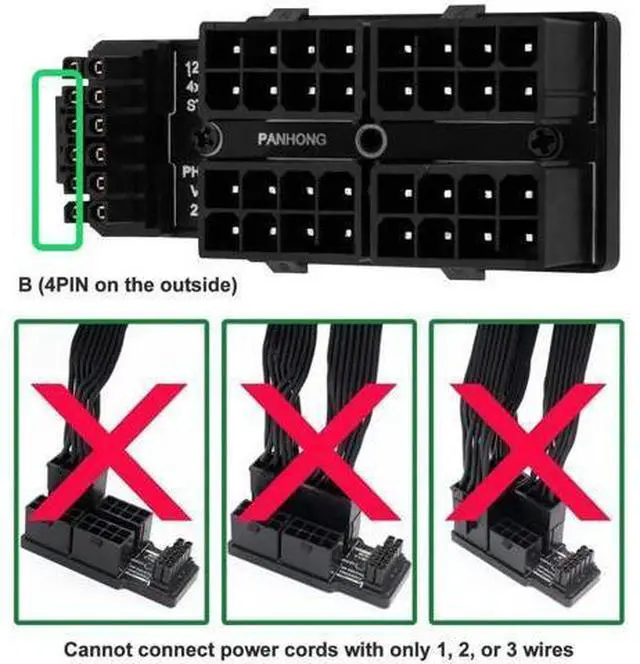 Alt view image 2 of 7 - 180° Angled 12VHPWR 16Pin to 4×8Pin GPU Power Adapter, PCIe 5.0 ATX 3.0 600W Type B Connector for RTX 4090 / 3090Ti