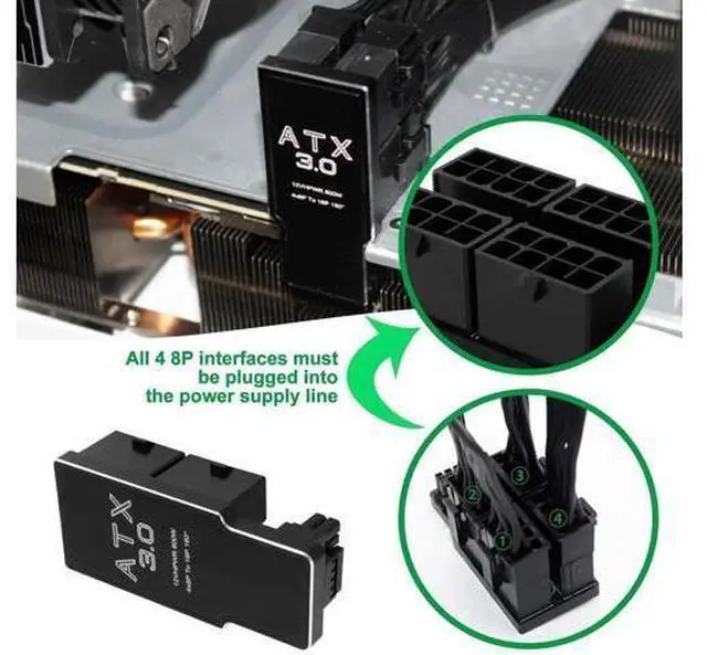 Alt view image 3 of 7 - 180° Angled 12VHPWR 16Pin to 4×8Pin GPU Power Adapter, PCIe 5.0 ATX 3.0 600W Type B Connector for RTX 4090 / 3090Ti