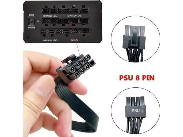 Alt view image 4 of 6 - 60cm Flat PCIe 8Pin (6+2Pin) Modular GPU Power Cable Compatible with Corsair CS-M Series PSU, CS450M CS550M CS650M CS750M CS850M