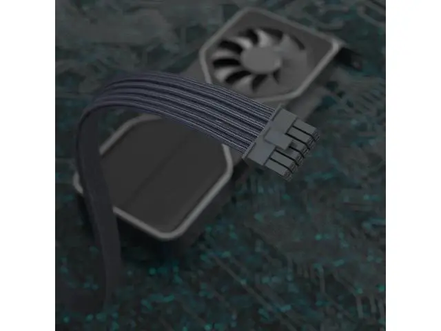 Alt view image 7 of 7 - PCIe 5.0 12VHPWR 16Pin(12+4) Black Sleeved Male to Male Modular PSU Cable, 16AWG for RTX 3090Ti 4080 4090 GPUs