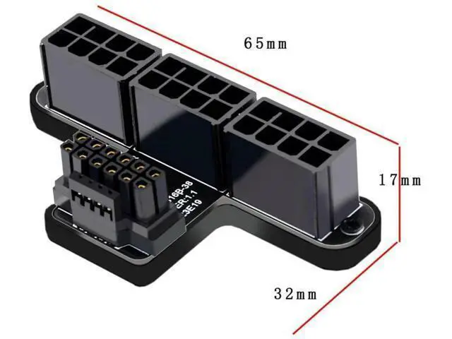 Alt view image 4 of 7 - 90° Up Angled ATX3.0 PCIe5.0 12VHPWR 16Pin to Triple ATX 8Pin Power Adapter, Compatible with RTX 4080 / 5090Ti GPU