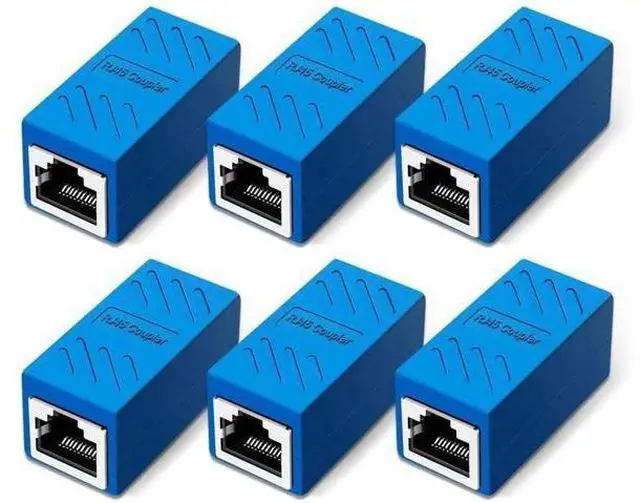 Main image of 6 Pack Blue Cat6 RJ45 Female to Female Ethernet Inline Coupler, Ethernet Cable Extender Compatible with Cat5/Cat5e/Cat6/Cat7 Network Cables
