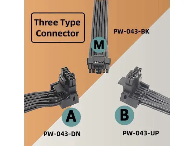 Alt view image 3 of 6 - ATX 3.0 PCIe 5.0 12VHPWR Male to Female 90° Up-Angled GPU Extension Cable