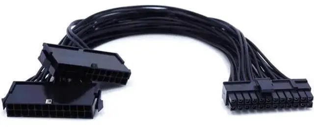 Main image of 30cm ATX 24Pin (20+4) Dual PSU Synchronous Startup Extension Cable, Male to Female Y Splitter Cord for BTC Mining Rig Dual Power Supply Synchronization