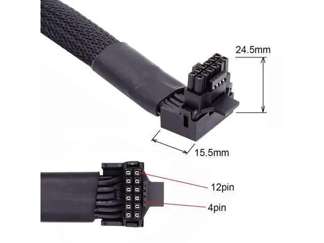 Alt view image 6 of 6 - ATX 3.0 PCIe 5.0 12VHPWR Male to Female 90° Up-Angled GPU Extension Cable