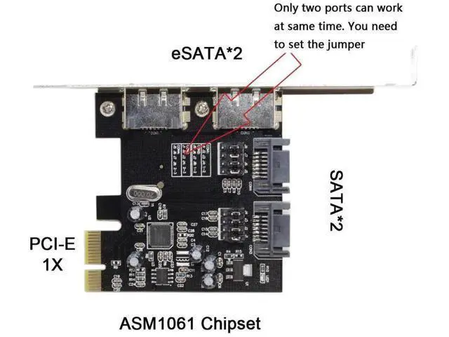 Alt view image 3 of 7 - PCI-E to 4-Port SATA 3.0 & eSATA Expansion Card, PCIe SATA3 6Gbps Hard Drive Adapter Card
