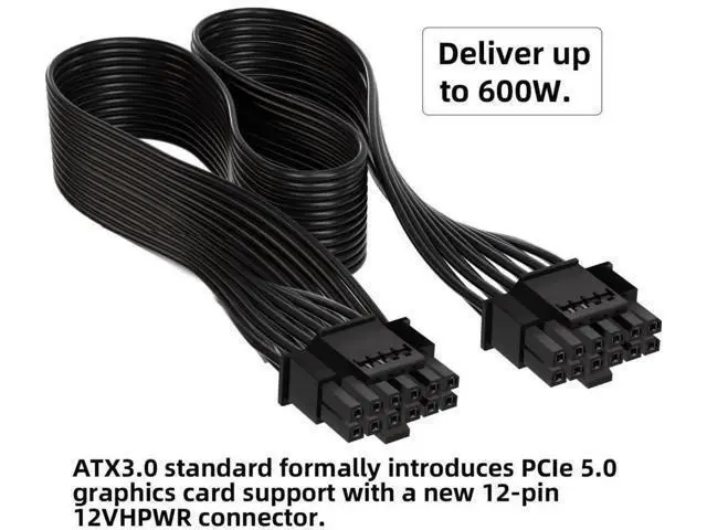 Alt view image 3 of 7 - ATX 3.0 PCIe 5.0 12VHPWR 16Pin to 16Pin Modular PSU Cable, 12+4Pin GPU Power Cord for RTX 3080 3090 Ti