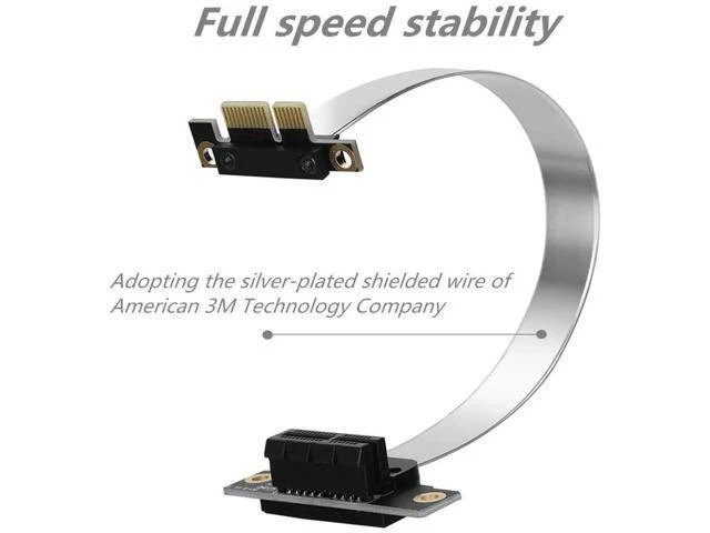 Alt view image 4 of 6 - 10cm PCIe 1X Foldable Extension Cable, Silver-Plated Shielded Design, Full-Speed Lossless Stable Signal Transmission