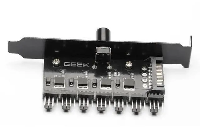 Alt view image 5 of 6 - 7-Way PC Fan Speed Controller Splitter Cable, SATA Powered 3Pin/4Pin PWM Fan Hub for Chassis Radiator Cooling Fans Temperature Regulation