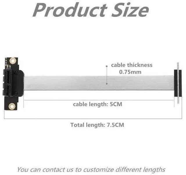 Alt view image 3 of 6 - 5cm PCIe x1 Extension Cable, Silver-Plated Shielded Foldable PCI Express 1X Riser Cord, Full Speed Lossless Signal Transmission