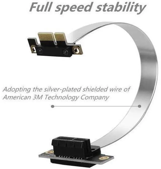 Alt view image 4 of 6 - 5cm PCIe x1 Extension Cable, Silver-Plated Shielded Foldable PCI Express 1X Riser Cord, Full Speed Lossless Signal Transmission