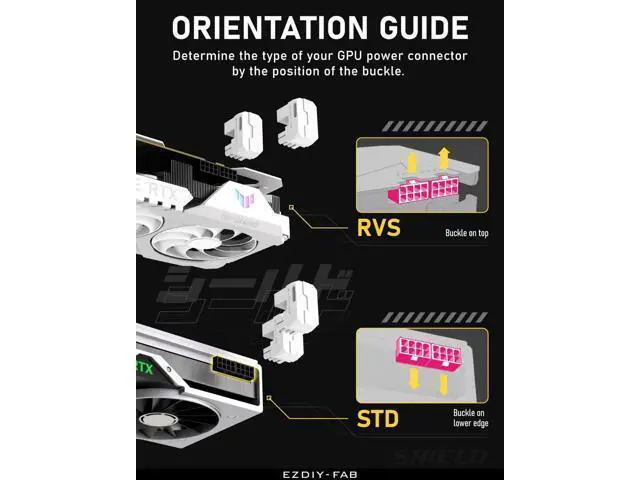 Alt view image 5 of 6 - 1 Pack White Reverse Style Shield Series Aluminum 180° U-Turn 8-Pin PCIe GPU Angled Power Adapter