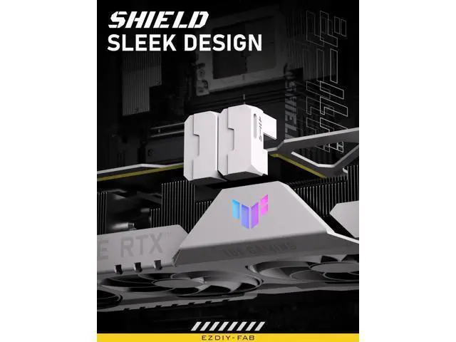 Alt view image 4 of 6 - 1 Pack White Reverse Type Shield Series Aluminum 90-Degree Angled 8-Pin PCIe GPU Power Adapter