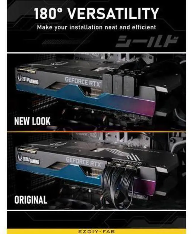 Alt view image 2 of 6 - 1 Pack Black Shield Series Aluminum 180° U-Turn 8-Pin PCIe GPU Angled Power Adapter for Standard Graphics Cards