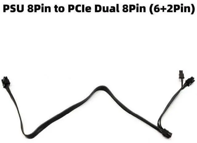 Alt view image 4 of 6 - 60+20cm 18AWG Modular GPU Power Cable, PSU Single 8Pin to Dual PCIe 8Pin(6+2) VGA Cord Compatible with Cooler Master V850/V1000/V1300 Platinum Series PSU