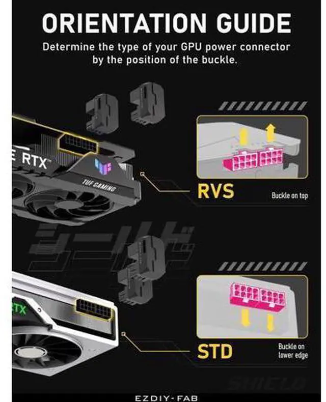 Alt view image 5 of 6 - 1 Pack Black Shield Series Aluminum 180° U-Turn 8-Pin PCIe GPU Angled Power Adapter for Standard Graphics Cards