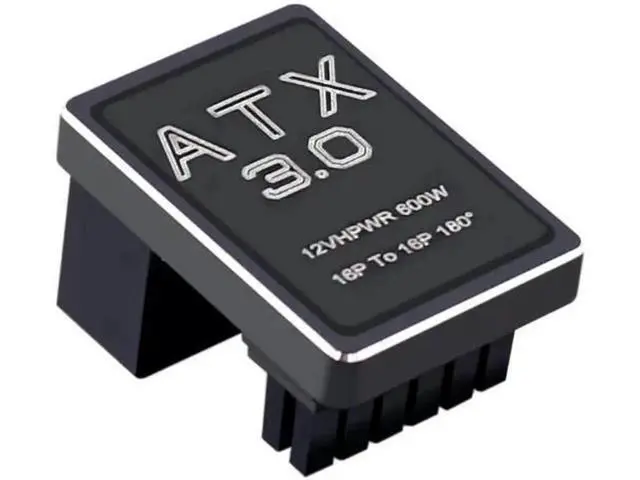 Alt view image 3 of 5 - PCIe 5.0 ATX 3.0 12VHPWR 12+4 16Pin Male to Female 180° Angle Adapter Connector, 600W Type-B Black GPU Power Turn Plug