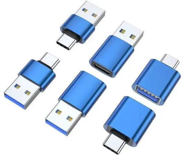 Main image of 6 Pack Blue USB 3.0 Female to USB-C Male OTG Adapter, USB-A to Type-C Converter Connector