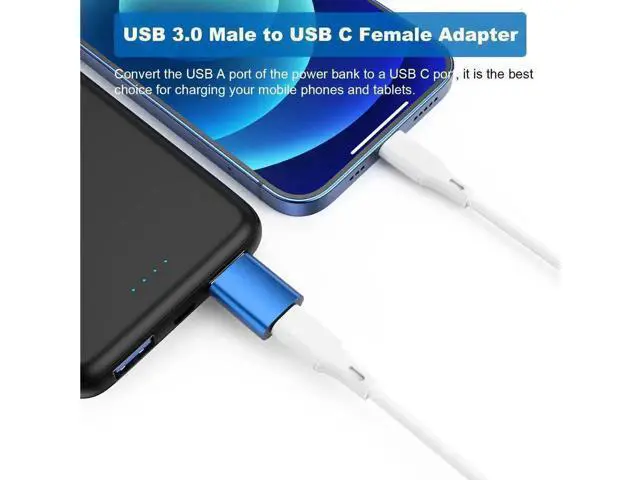 Alt view image 2 of 7 - 6 Pack Blue USB 3.0 Female to USB-C Male OTG Adapter, USB-A to Type-C Converter Connector