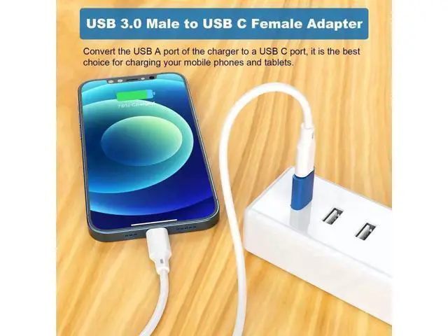 Alt view image 3 of 7 - 6 Pack Blue USB 3.0 Female to USB-C Male OTG Adapter, USB-A to Type-C Converter Connector