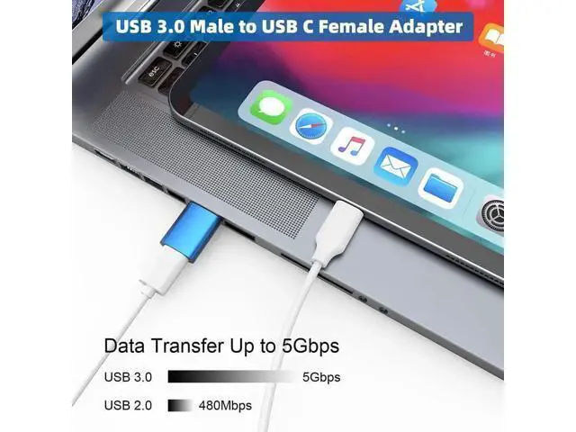 Alt view image 4 of 7 - 6 Pack Blue USB 3.0 Female to USB-C Male OTG Adapter, USB-A to Type-C Converter Connector