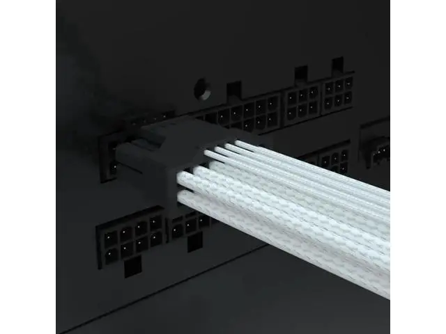 Alt view image 3 of 6 - White Nylon Sleeved PCIe 5.0 12VHPWR 16Pin(12+4) Male to Male Modular PSU Cable, 16AWG High Current GPU Power Cord Compatible with RTX 3090Ti, RTX 4080, RTX 4090