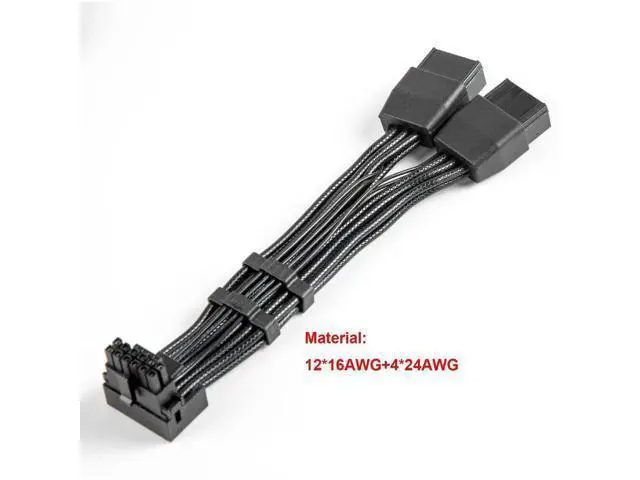 Alt view image 2 of 6 - 12VHPWR 90 Degree Adapter, 16AWG 12+4Pin 16Pin GPU PCIe 5.0 Cable Converter to Dual 8Pin PCIe Power Connectors, Right Angle Type A Compatible with RTX 3090Ti/4070Ti/4080/4090 Graphics Cards