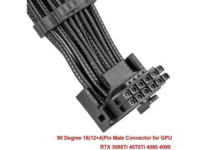 Alt view image 3 of 6 - 12VHPWR 90 Degree Adapter, 16AWG 12+4Pin 16Pin GPU PCIe 5.0 Cable Converter to Dual 8Pin PCIe Power Connectors, Right Angle Type A Compatible with RTX 3090Ti/4070Ti/4080/4090 Graphics Cards